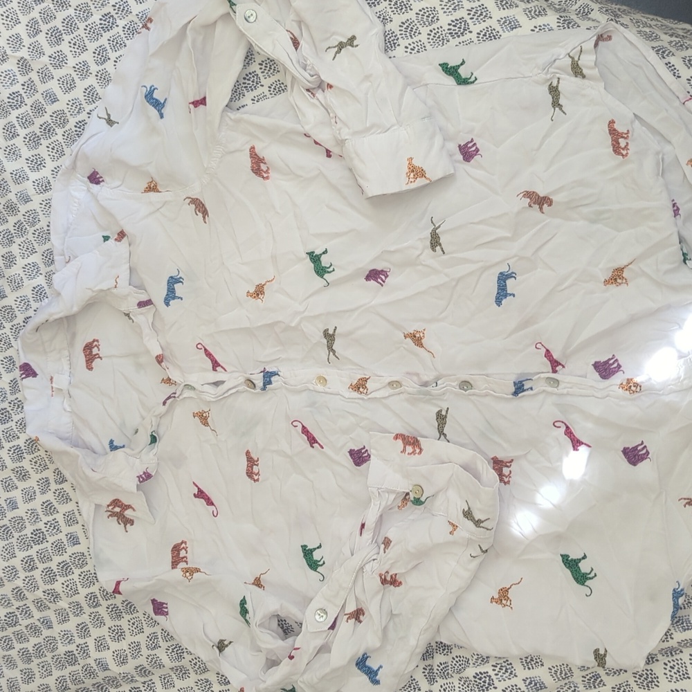 Jane and Delancey Multicolor Animal Print Button Down Shirt